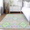 Homeroots 5' X 8' Pink Green And Blue Oriental Washable Indoor Outdoor Area Rug 597705 - alternate 5