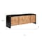 Homeroots 67in Black And Natural Solid Wood Sideboard with Four Doors 668875 - alternate 5