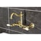 Kingston Brass Two-Handle Wall Mount Bridge Kitchen Faucet, Brushed Brass KS1267PL - alternate 3