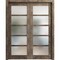 Sartodoors Sliding French Double Pocket Doors Frosted Glass Oak 64x80 (2* 32x80) Solid Core Modern Interior QUADRO4002DP-AKA-64 - alternate 1