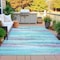 Homeroots 3' X 5' Teal Blue Plum And Ivory Striped Washable Indoor Outdoor Area Rug 631413 - alternate 4