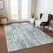 Homeroots 9' X 12' Teal Blue And Gray Striped Washable Indoor Outdoor Area Rug 617702 - alternate 4