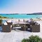 Homeroots Two Piece Outdoor Beige Wicker Sectional Seating Group with Beige Cushions 625673 - alternate 2