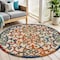 Homeroots 5' Ivory Blue Orange And Green Round Trellis Indoor Outdoor Area Rug 546798 - alternate 7