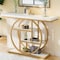 Kioottoo 41.3'' Industrial 4-Tier Console Table with Circle Base, White & Gold Sofa Table TB-JW0837 - alternate 6