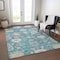 Homeroots 9' X 12' Teal Blue Pink And Ivory Floral Washable Indoor Outdoor Area Rug 605341 - alternate 6