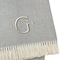 Homeroots 55" X 70" Gray White Herringbone Cotton Blend G Initial Throw Blanket with Tassels Embroidery 655530 - alternate 2