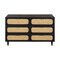 Homeroots 56" Black And Natural Solid Wood And Rattan Six Drawer Double Dresser 564522 - alternate 1