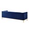 Homeroots 85" Navy Blue Velvet Sofa With Gold Legs 543974 - alternate 2