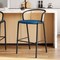 Leisuremod Ervilla Wicker Bar Stool with Fabric Seat and Black Powder Coated Steel Frame, Navy Blue, 2PK EBBL-31NBU2 - alternate 8