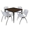 Regency Square Kahlo Breakroom Table W/ 4 M Stack Chairs, 36 in W, 36 in L, Neo Walnut TPL3636NWBK47GY - alternate 1