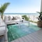 Homeroots 10' X 14' Teal Blue And Aqua Striped Washable Indoor Outdoor Area Rug 610912 - alternate 7