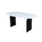 Homeroots 72" White and Black Marble And Solid Wood Sled Base Oval Dining Table 544747 - alternate 4