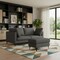 Homeroots 76" Gray Fabric Sofa With Ottoman With Black Legs 641074 - alternate 4