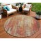 Homeroots 8' Orange Beige And Taupe Round Striped Washable Indoor Outdoor Area Rug 577261 - alternate 1