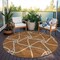 Homeroots 8' Orange And Ivory Round Geometric Washable Indoor Outdoor Area Rug 612895 - alternate 5