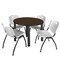 Regency Round Kee Breakroom Table W/ 4 M Stack Chairs, 36 in W, 36 in L, Neo Walnut TB36RNDNWBPBK47GY - alternate 1