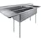 Amgood 90 in. x 23.5 in. Stainless Steel Three Compartment Sink with 18 in. x 18 in. Bowls and Left and Right Drainboards SINK S3C-181812-18LR-NF-Z - alternate 1