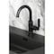 Kingston Brass One-Handle Single-Hole Bathroom Faucet with Deck Plate and Push Pop-Up Drain, Matte Black KSD2210KL - alternate 4