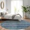 Homeroots 8' Blue And Gray Round Striped Washable Indoor Outdoor Area Rug 615838 - alternate 4