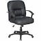 Lorell Managerial Chair Managerial Leather Mid-Back Chairs, Black, Adjustable Arms, 38-1/2" Height, Leather LLR60115 - alternate 1