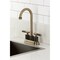 Kingston Brass Double-Handle 4" Centerset Bar Faucet with Knurled Handle, Antique Brass KB5493KNL - alternate 2