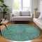 Homeroots 8' Teal Blue And Charcoal Round Geometric Washable Indoor Outdoor Area Rug 577603 - alternate 4