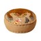 Homeroots 24" Beige and Brown Cotton Round Tiger Print Pouf Ottoman 634166 - alternate 1