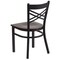 Flash Furniture Black ''X'' Back Metal Restaurant Chair, Walnut Wood Seat, PK2 2-XU-6FOBXBK-WALW-GG - alternate 4