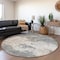 Homeroots 8' Gray And Beige Round Abstract Washable Indoor Outdoor Area Rug 599498 - alternate 5