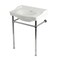 Kingston Brass 30" Ceramic Console Sink with Stainless Steel Legs, 8-Inch, 3-Hole, White/Polished Chrome KVPB30229W81 - alternate 1
