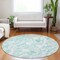 Homeroots 8' Turquoise And Ivory Round Paisley Washable Indoor Outdoor Area Rug 588668 - alternate 3