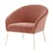Homeroots 31" Blush And Gold Velvet Barrel Chair 534131 - alternate 1