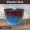 Pure Garden 13.7IN Faux Ceramic Plastic Planter with Drainage, Blue Glazed Pottery Finish 50-PL9433-BLU - alternate 5