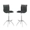 Homeroots Set of Two Gray and Silver Faux Leather and Metal Low Back Adjustable Height Bar Chairs, 2PK 555026 - alternate 1