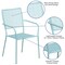 Flash Furniture 5PK Sky Blue Steel Patio Arm Chair w/ Square Back 5-CO-2-SKY-GG - alternate 4