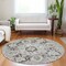 Homeroots 8' Ivory And Dark Brown Round Oriental Washable Indoor Outdoor Area Rug 563768 - alternate 6