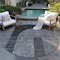 Homeroots 8' Charcoal Gray And Silver Round Geometric Washable Indoor Outdoor Area Rug 582706 - alternate 2