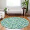 Homeroots 8' Turquoise Green And Ivory Round Abstract Washable Indoor Outdoor Area Rug 602601 - alternate 5