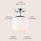 Jonathan Y Marcel Bistro 7.75" 1-Light Bohemian Farmhouse Iron/Frosted Glass LED Semi Flush Mount, Chrome/White JYL7499D - alternate 6