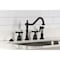 Kingston Brass Double-Handle Widespread Kitchen Faucet with Brass Sprayer, Matte Black KB1790BEXBS - alternate 3