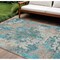 Homeroots 10' X 14' Teal Blue Ivory And Light Brown Damask Washable Indoor Outdoor Area Rug 596398 - alternate 1