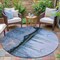 Homeroots 8' Blue And Charcoal Round Abstract Washable Indoor Outdoor Area Rug 630467 - alternate 2