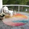 Homeroots 8' Pink Gold And Teal Blue Round Abstract Washable Indoor Outdoor Area Rug 611278 - alternate 3