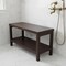 Homeroots Rectangular Teak Shower Outdoor Bench With Shelf In Brown Finish 376669 - alternate 4