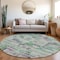 Homeroots 8' Artichoke Green Charcoal And Purple Round Striped Washable Indoor Outdoor Area Rug 603511 - alternate 4