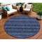 Homeroots 8' Navy Blue And Black Round Southwestern Washable Indoor Outdoor Area Rug 587550 - alternate 1