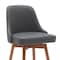 Homeroots 30" Gray and Wood Brown Faux Leather with Solid Wood Swivel Bar Height Bar Chair 534485 - alternate 6