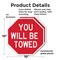 Signmission You Will Be Towed, 10 inch X 10 inch, Plastic Sign, 2PK OC-P-2PACK-10-319 - alternate 4