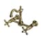 Kingston Brass Two-Handle Wall Mount Bridge Kitchen Faucet, Antique Brass KS2443AX - alternate 1